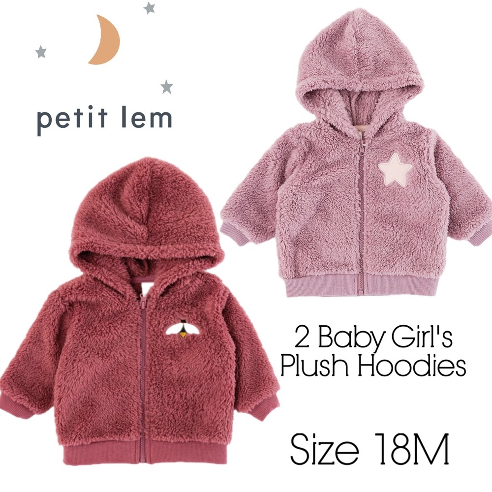A Pair of Petit Lem Baby Girl’s Plush Hoodies